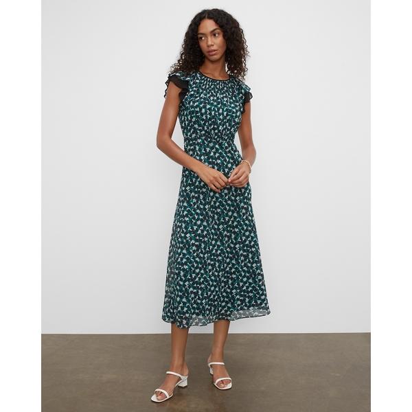 Club Monaco Drape Flutter Sleeve Printed Maxi Dress