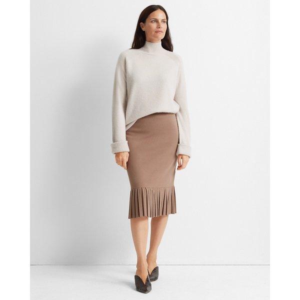 Club Monaco Taupe Slim Pleated Skirt
