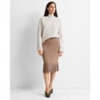 Club Monaco Taupe Slim Pleated Skirt