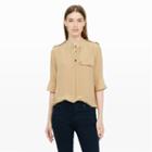 Club Monaco Color Brown Grid Silk Shirt In Size Xs