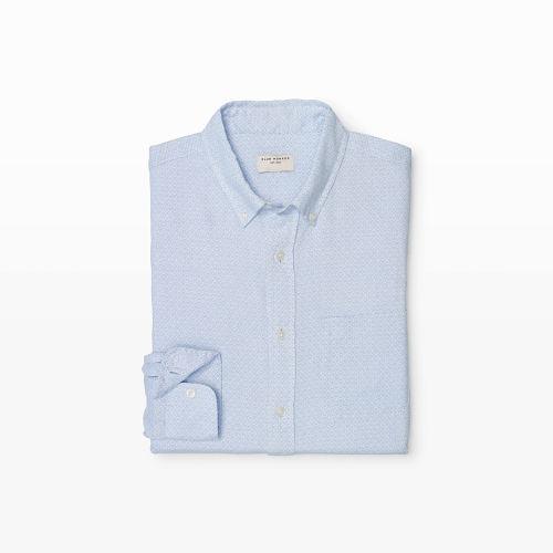 Club Monaco Color Blue Slim Teardrop Linen Shirt