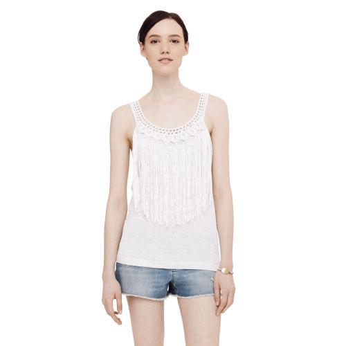 Club Monaco Color White Prue Fringe Tank