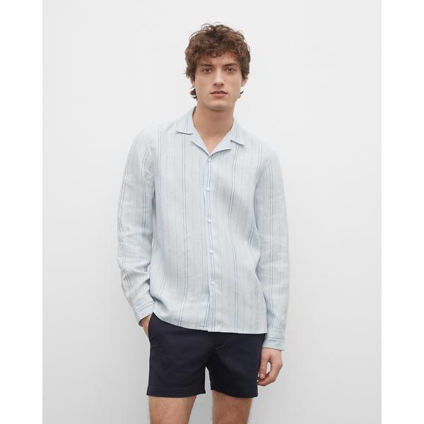 Club Monaco Camp Collar Striped Linen Shirt