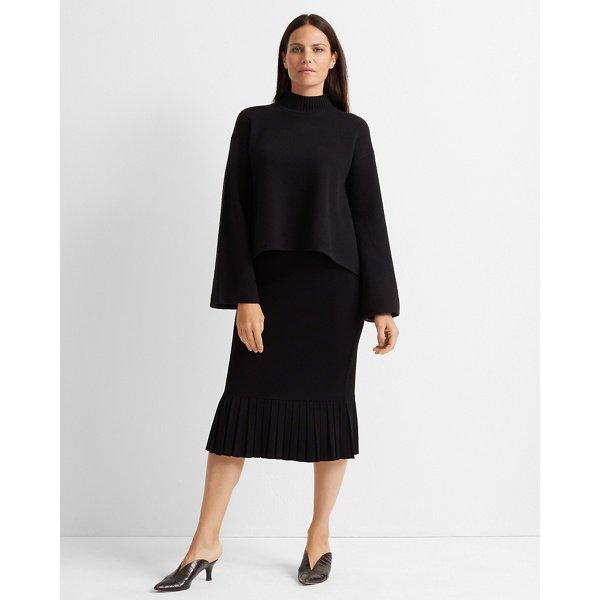 Club Monaco Soot Black Slim Pleated Skirt