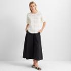 Club Monaco Cream And Black Multi Printed Overlay Top