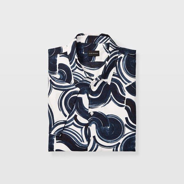 Club Monaco White/navy Slim Wave Shirt