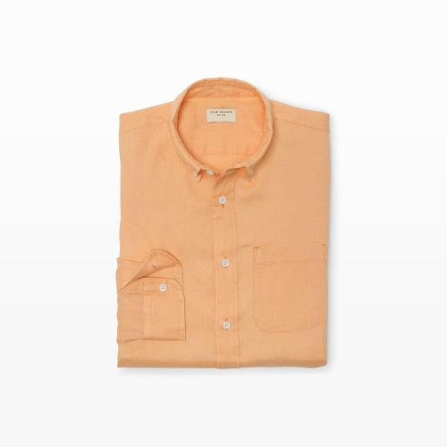 Club Monaco Color Soft Apricot Slim-fit Bd Solid Linen Shirt