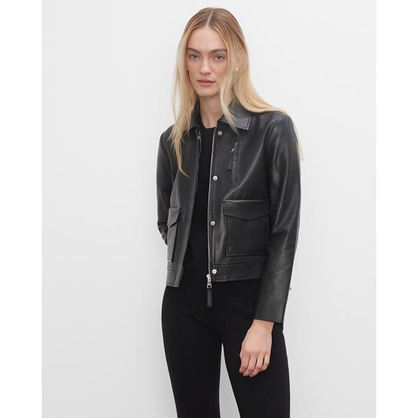 Club Monaco Cropped Leather Jacket