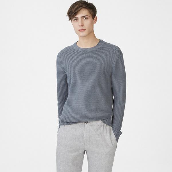 Club Monaco Blue Links Linen Crew