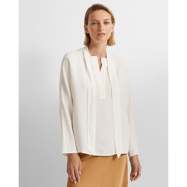 Club Monaco Blanc De Blanc Tie Neck Top