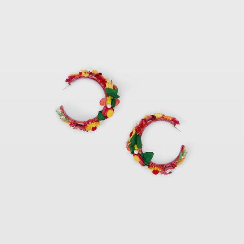 Club Monaco Color Multi Ranj Khan Floral Hoop Earring