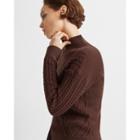 Club Monaco Brown Cable Front Turtleneck Sweater