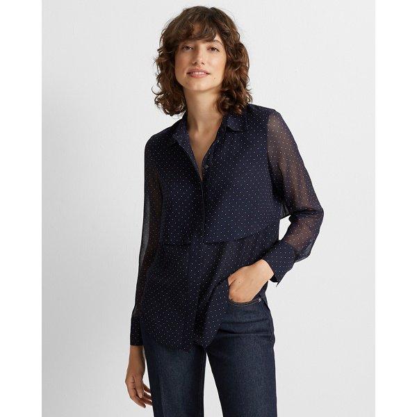 Club Monaco Pin Dot Berne Silk Shirt