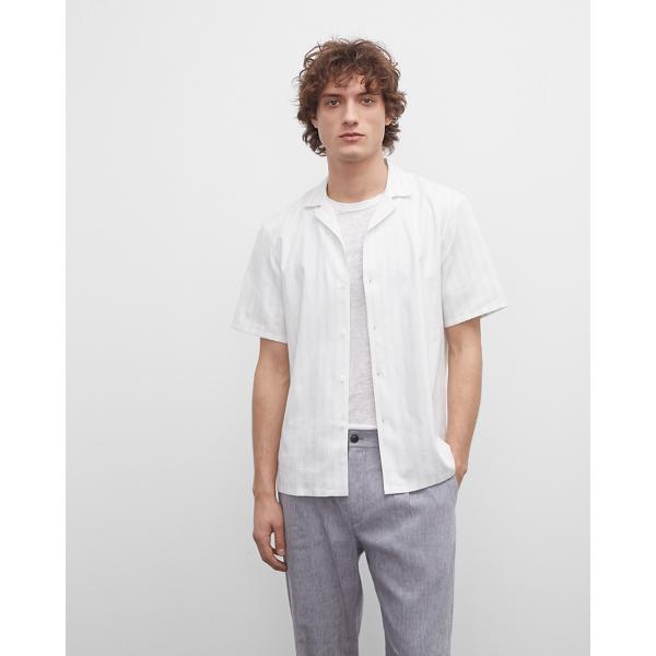 Club Monaco Short Sleeve Thin Stripe Linen Shirt