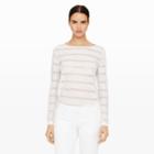 Club Monaco Color White Lana Stitch-stripe Sweater In Size Xs