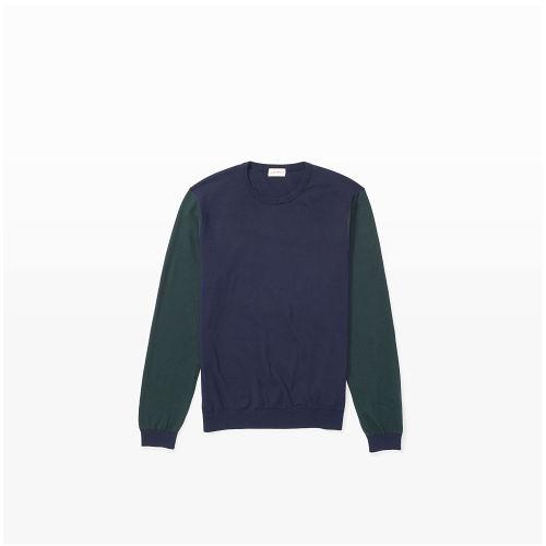 Club Monaco Color Navy/green Color-block Crew Sweater