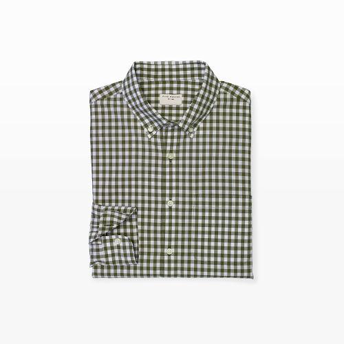 Club Monaco Color Green Slim Gingham Shirt