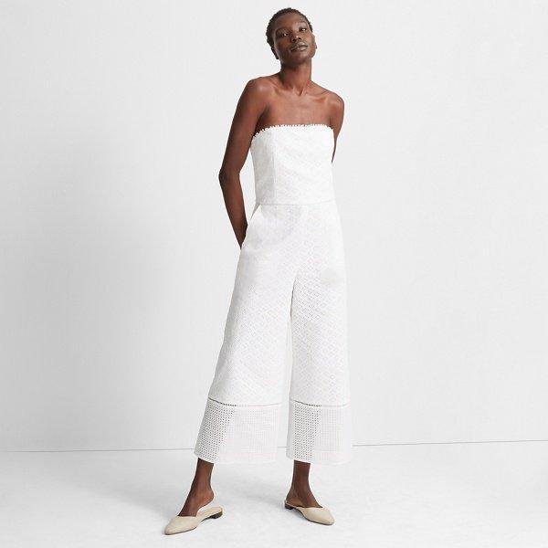 Club Monaco White Vavette Eyelet Jumpsuit
