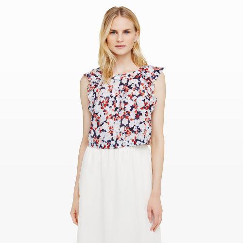 Club Monaco Color Navy Shilen Ruffle Tank
