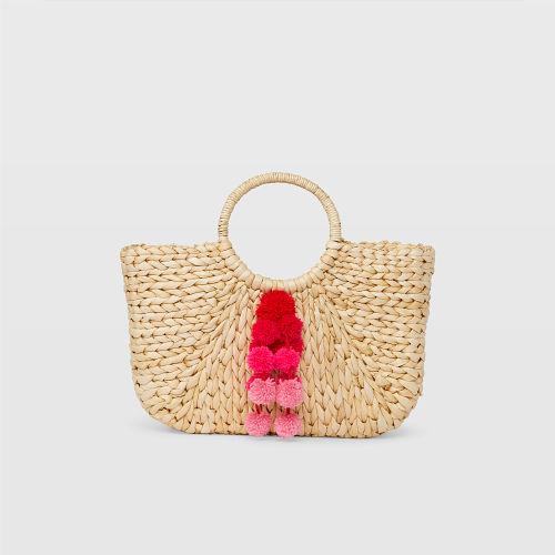 Club Monaco Color White Ha Round Handle Pom Tote