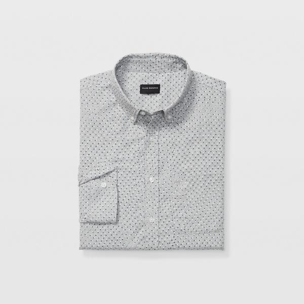 Club Monaco Grey Slim Canyon Dot Flannel Shirt