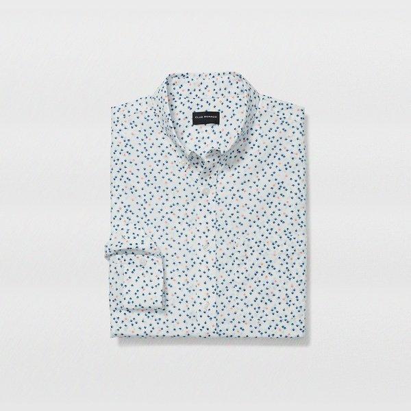 Club Monaco White Multi Slim Agave Ditsy Shirt