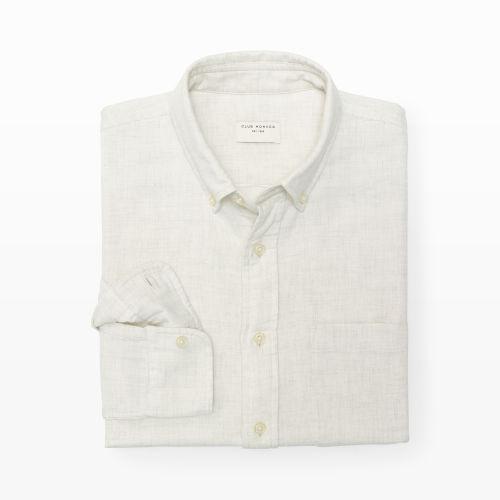 Club Monaco Color White Slim-fit Double Face Shirt In Size L
