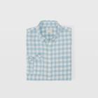 Club Monaco Color Green Slim Gingham Linen Shirt