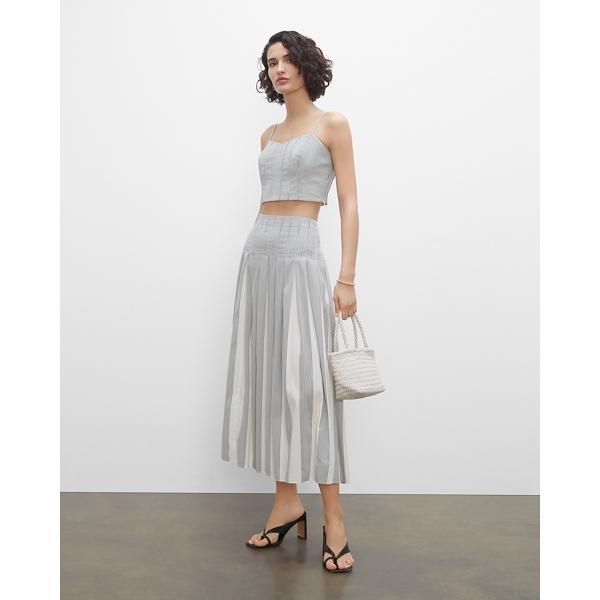 Club Monaco Pleated Striped Maxi Skirt