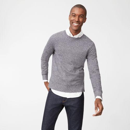 Club Monaco Color Black/white Marl Cashmere Button Crew