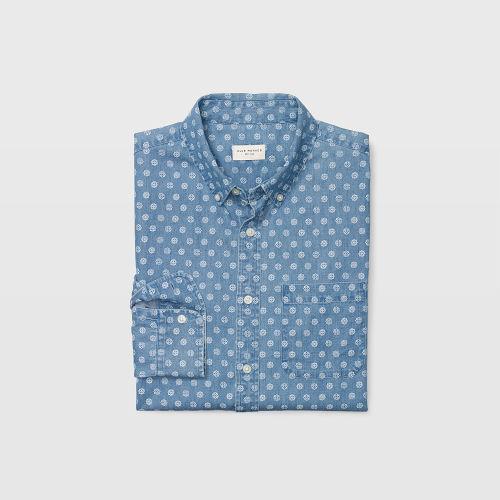 Club Monaco Color Blue Slim Indigo Ditsy Shirt
