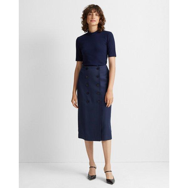 Club Monaco Navy Button-front Pencil Skirt