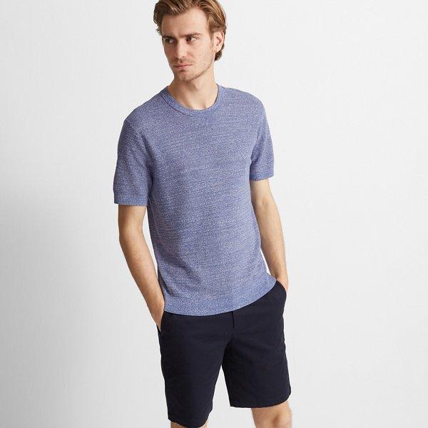 Club Monaco Blue Short-sleeve Tech Cotton Crew
