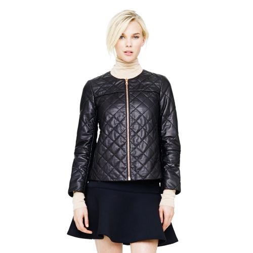 Club Monaco Color Black Dean Quilted Leather Jacket In Size S
