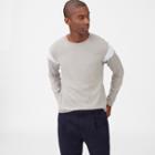 Club Monaco Light Grey/white Colorblock Crewneck Sweater