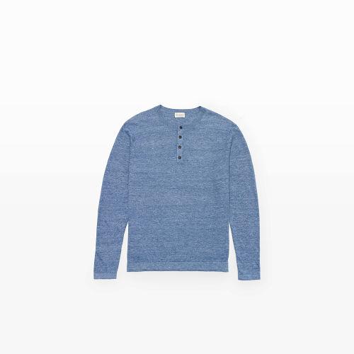 Club Monaco Color Indigo Multi Mlange Linen Henley
