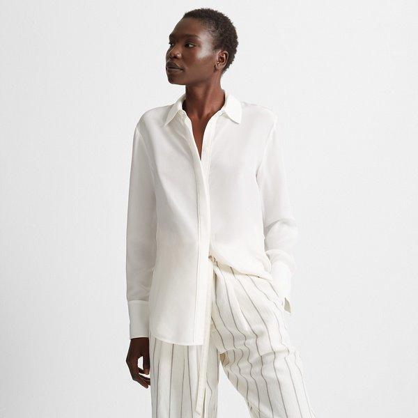 Club Monaco Blanc De Blanc Tonal Edge Silk Shirt
