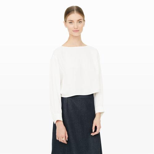 Club Monaco Color White Codabelle Silk Crop Top In Size Xs