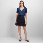 Club Monaco Navy Lettee Cotton Skirt