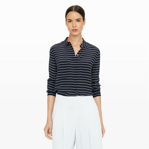 Club Monaco Color Blue Tramelli Silk Shirt In Size Xs