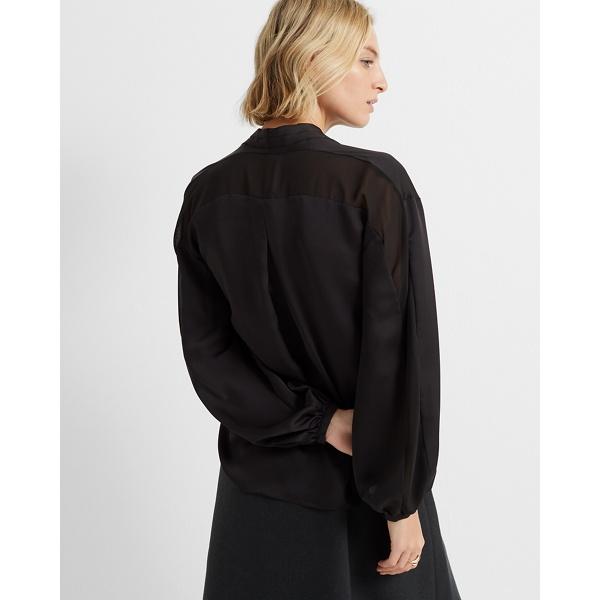 Club Monaco Black Sheer Combo Blouse