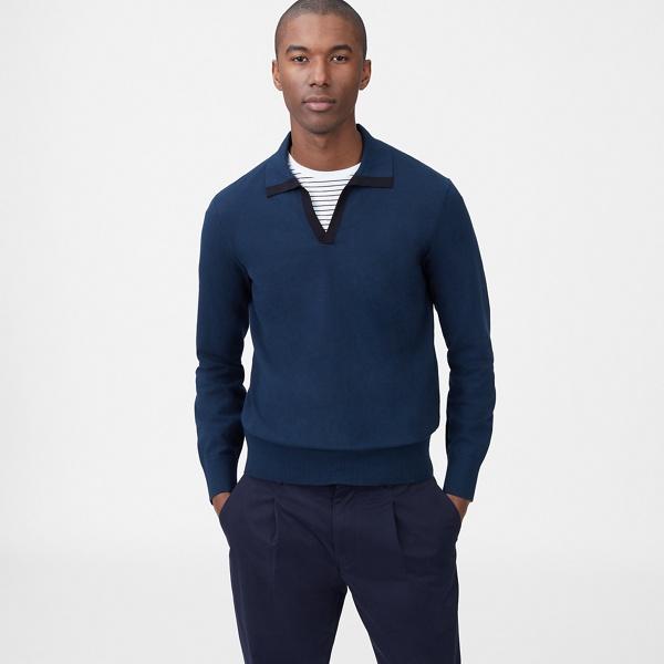Club Monaco Blue Johnny Collar Sweater