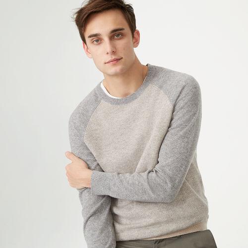 Gl Color Grey Cashmere Block Raglan Sweater
