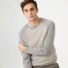 Gl Color Grey Cashmere Block Raglan Sweater