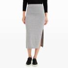 Club Monaco Color Grey Solid & Striped Pull-on Skirt