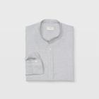 Club Monaco Color Grey Slim Linen Band-collar Shirt