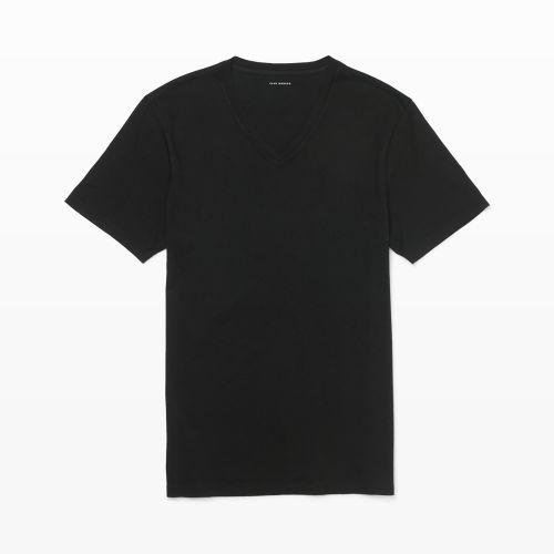 Club Monaco Color Black Supima Cotton V-neck Tee In Size Xl
