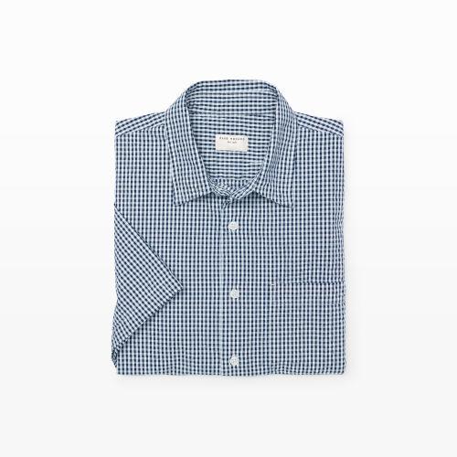 Club Monaco Color Blue Short-sleeve Seersucker Shirt