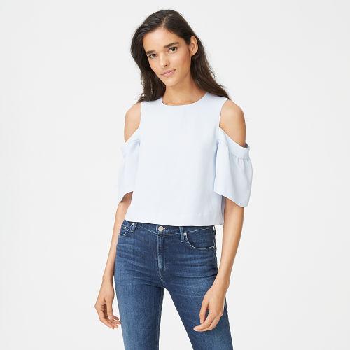 Club Monaco Color Blue Portiana Cold-shoulder Top