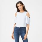 Club Monaco Color Blue Portiana Cold-shoulder Top